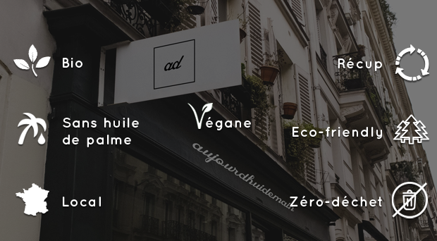 Rencontre avec Cheyma et Raphael, fondateurs d'Aujourd'hui Demain pour découvrir les coulisses et secrets du premier concpet store vegan de France !
