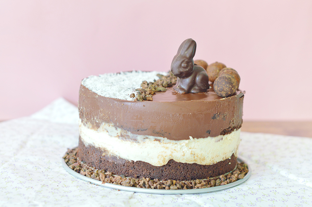 Layer cake vegan : génoise au chocolat et crème à la noix de coco (sans gluten)