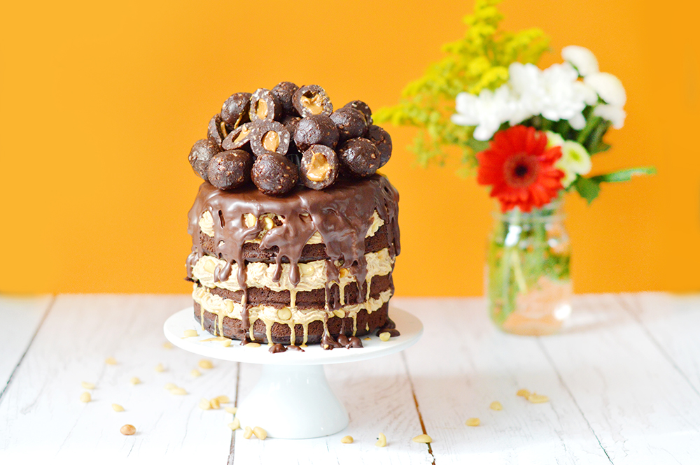 Funky layer cake au Coeur de Boule brownie – beurre de cacahuète (vegan, sans gluten)