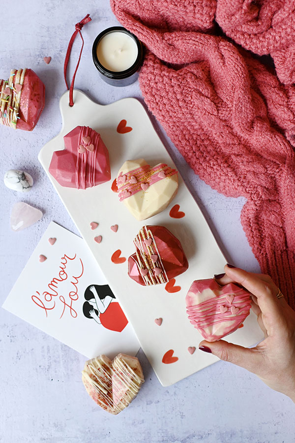 Choco bombs coeurs Saint Valentin (vegan)